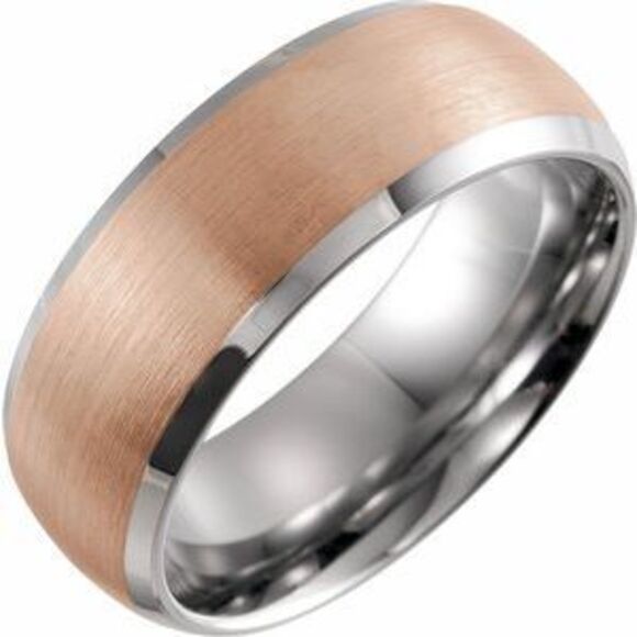 18K Rose Gold PVD Tungsten mm Beveled Edge Size Band with